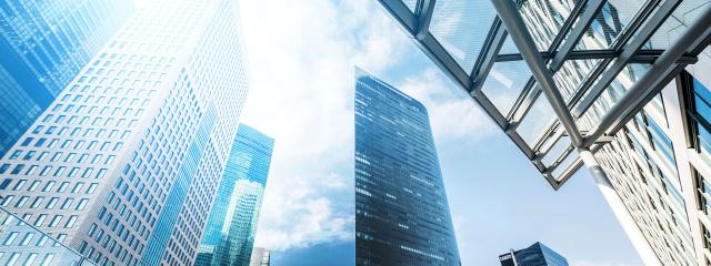 Cityscape of financial buildings