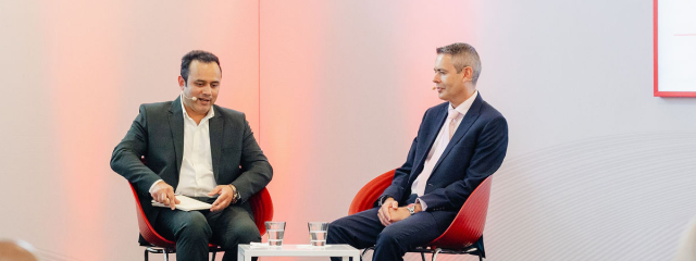Neil Buchan and Anshul Tripathi on the Idea Exchange stage at The 2025 SUMMIT