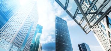 Cityscape of financial buildings